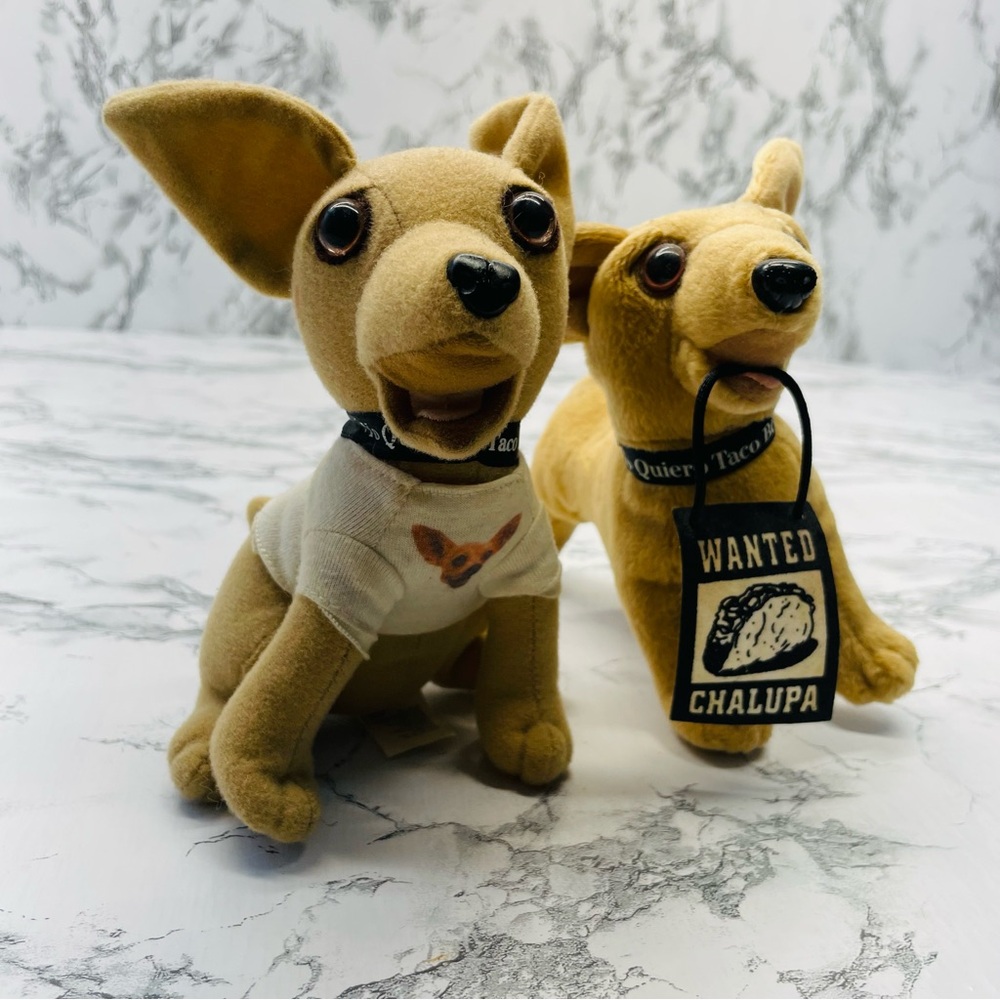 Original Taco Bell Charming Tan Stuffed Dog Duo